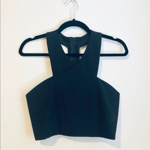 Express Black Crop Zip Back Tank Too Size M